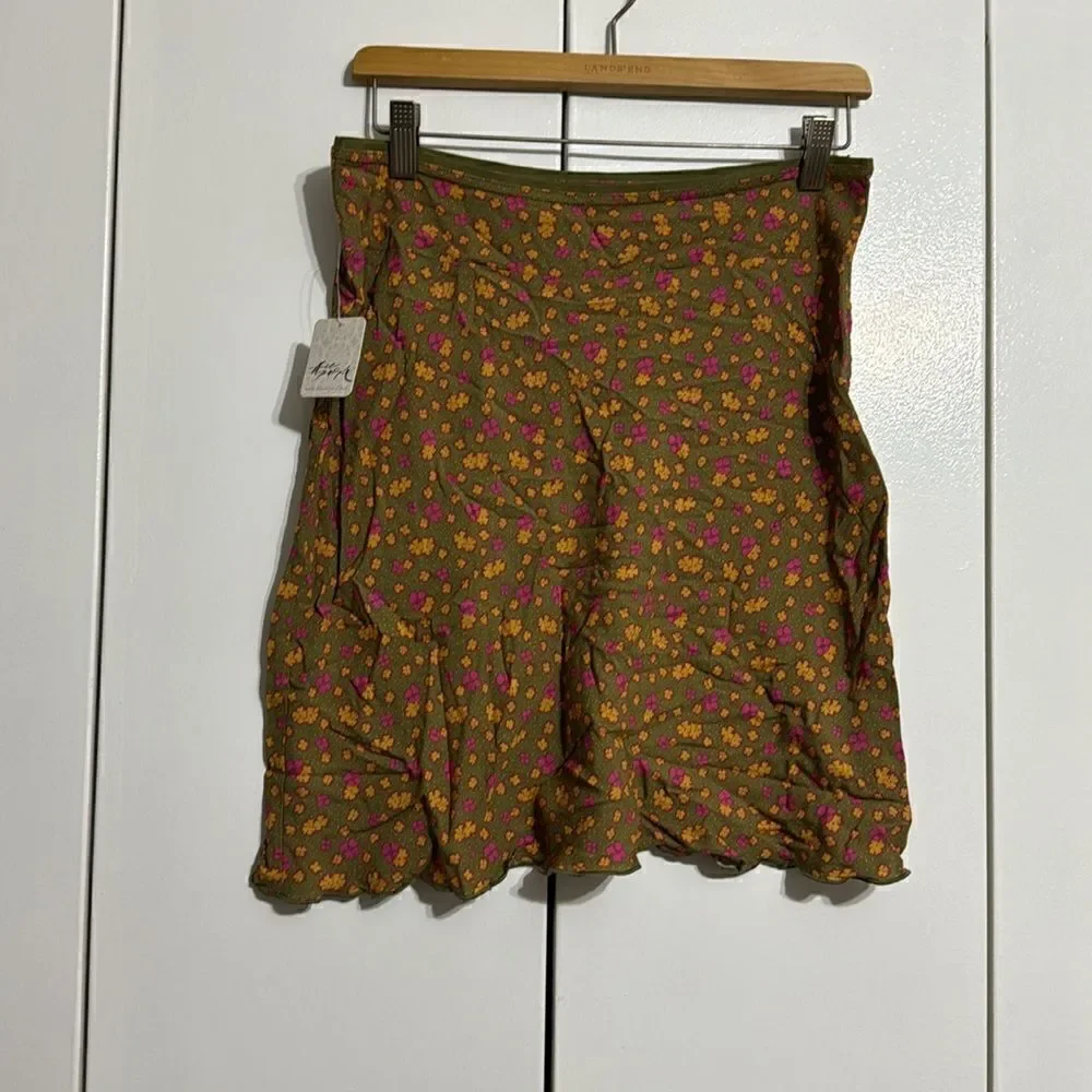 Free People IRL Midi Skirt Size 4 Green
